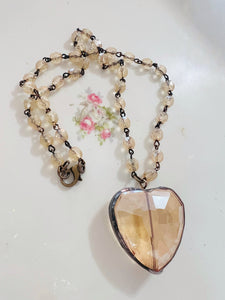 Soldered Topaz Crystal Heart Necklace