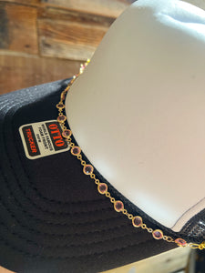 Pink & Crystal Gold Hat Chain