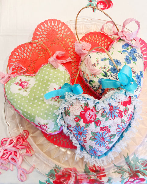 Vintage Fabric Heart Wall Hanging