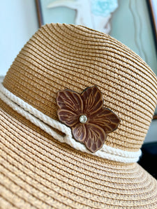 Tooled Leather Flower Hat Pin