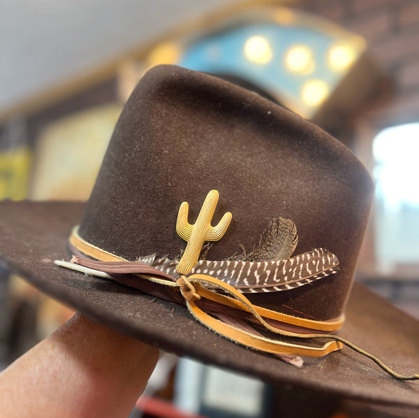 cactus hat pin brass 