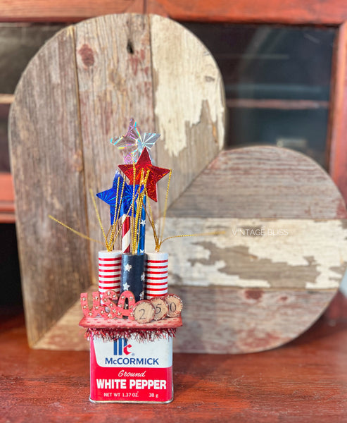 4th of July Tin Mini Decor USA