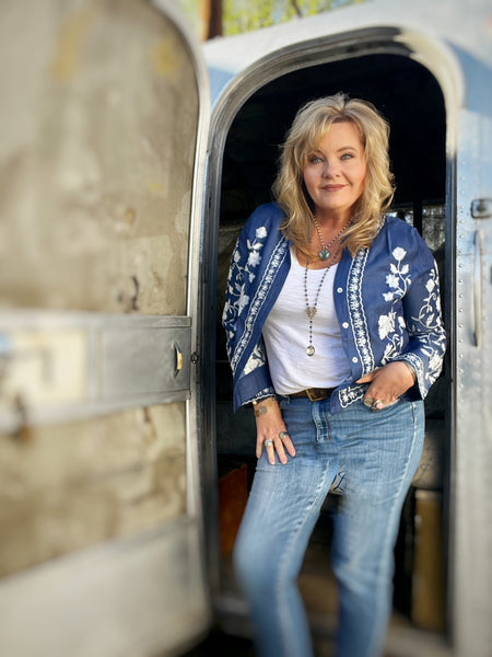 Blue as the Sky Embroidery Top