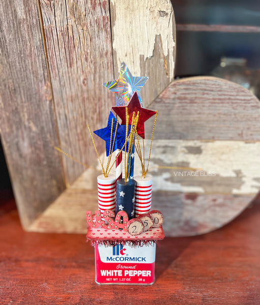 4th of July Tin Mini Decor USA