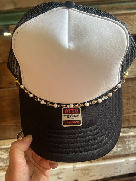 Pearl & Gold Hat Chain