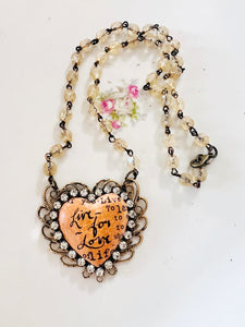 Love Collage Clay Heart Filigree Necklace