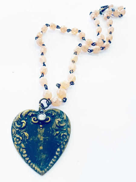 Filigree Stamped Heart Necklace