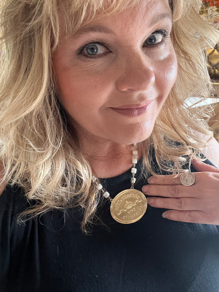 Moet Champagne Medallion Chain Necklace Gold