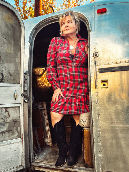 Red Ruffle Plaid Holiday Dress