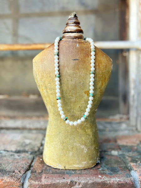 Impression Jasper and Glass Pearl Beaded Necklace