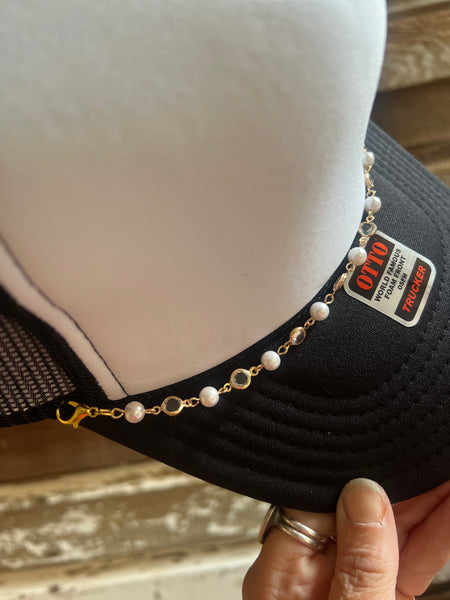 Pearl & Gold Hat Chain