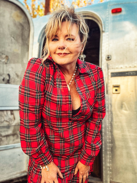 Red Ruffle Plaid Holiday Dress