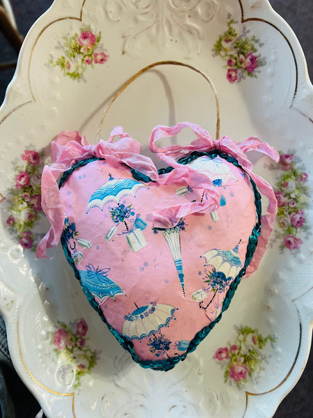 Vintage Paper Heart Wall Hanging