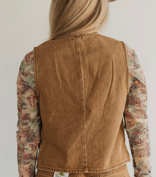 Tan Denim Western Vest
