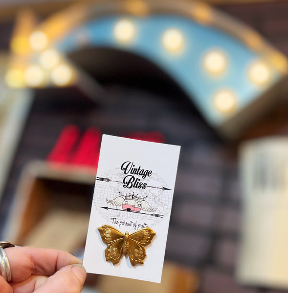 Brass Patina Butterfly Hat Pin