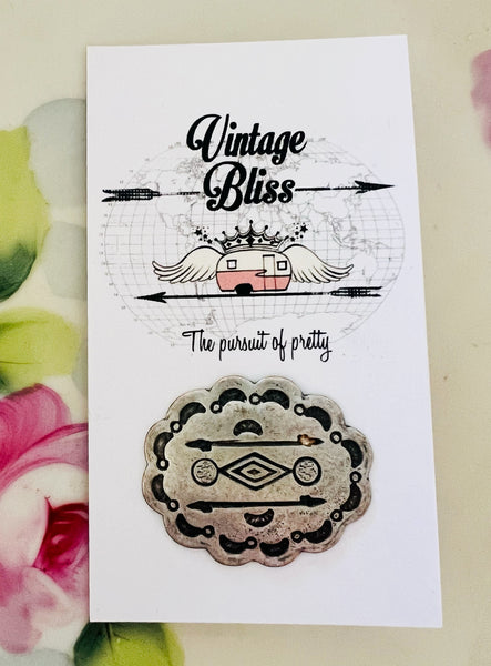 Matte Silver Western Concho Hat Pin