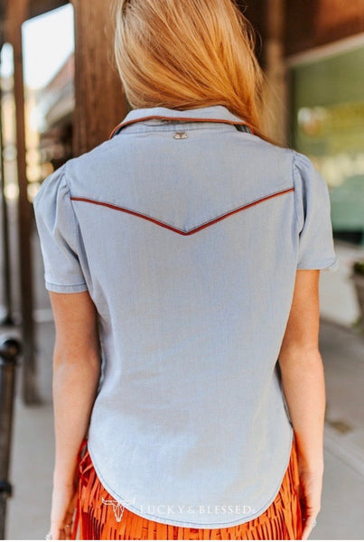 Western Style Arrow Detail Snap Shirt