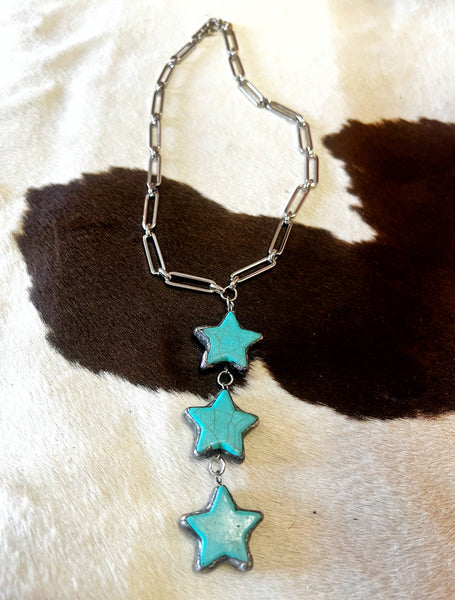 3 Star Soldered Turquoise Stone Choker