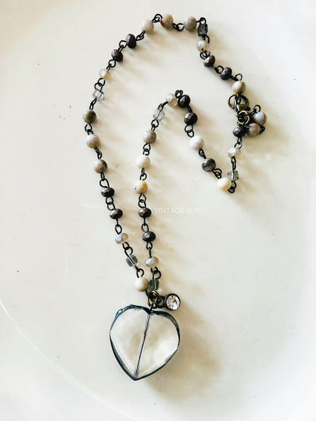 Soldered Crystal Heart Beaded Necklace