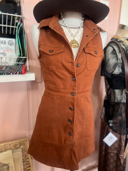 Leave Her Wild Rust Denim Dress