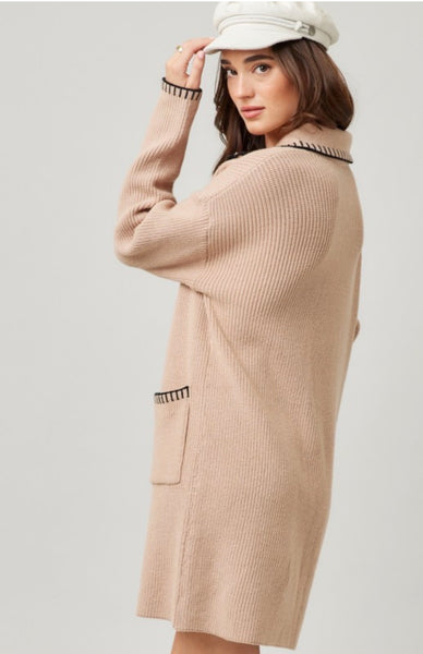 Knit Contrast Stitch Sweater Dress