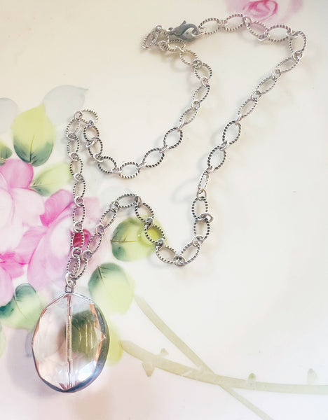 Soldered Crystal Metal Chain Necklace