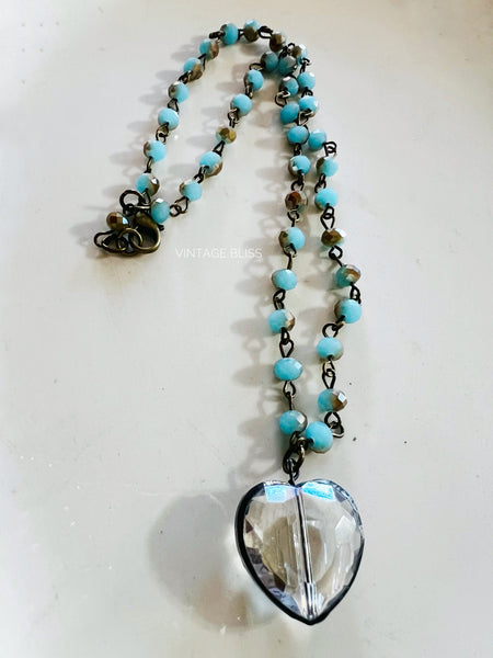 Soldered Crystal  Mini Heart Necklace