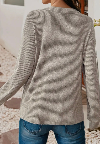 Cozy Thermal Henley Knit Top