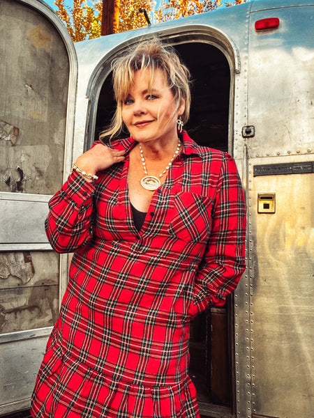 Red Ruffle Plaid Holiday Dress