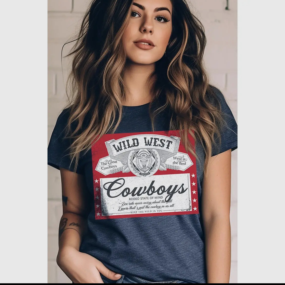 Wild West Cowboys Heather Navy Tshirt