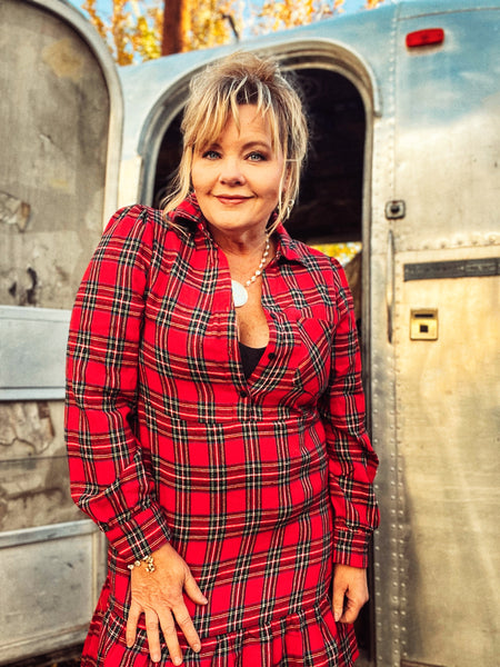 Red Ruffle Plaid Holiday Dress