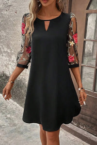 Mesh Floral Sleeve Bella Dress