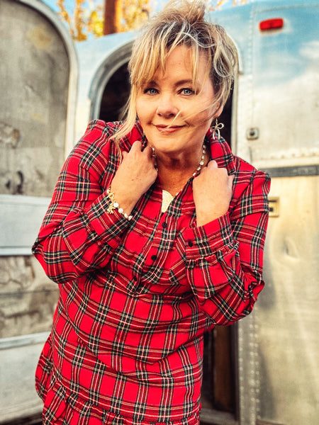 Red Ruffle Plaid Holiday Dress