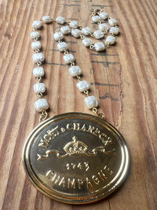 Moet Champagne Medallion Chain Necklace Gold