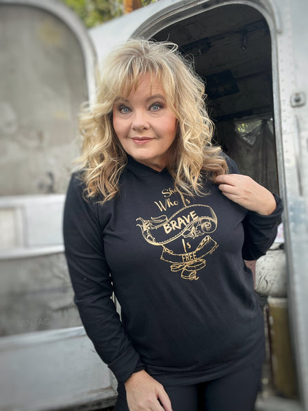 She Who Is Brave Is Free Black Hoodie