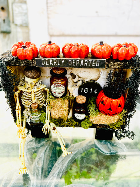 Dearly Departed Wood Box Halloween Decor