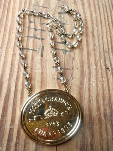 Moet Champagne Medallion Chain Necklace Gold