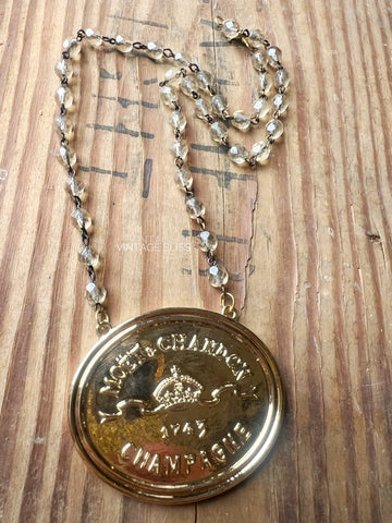 Moet Champagne Medallion Chain Necklace Gold