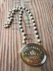 Moet Champagne Medallion Chain Necklace Gold