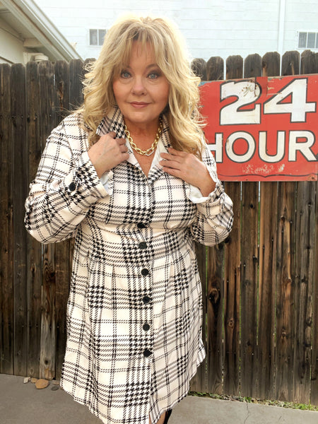 24 Hour Plaid Button Up Dress