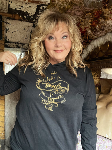 She Who Is Brave Is Free Black Hoodie