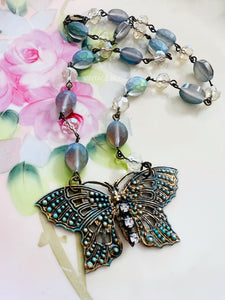 Turquoise Boho Butterfly Filigree Necklace