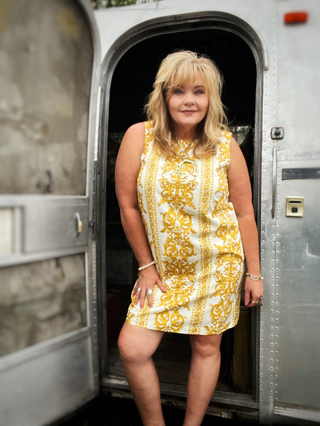 Baroque Print Shift Dress