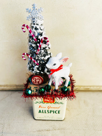 Vintage Christmas Reindeer Tin Decor