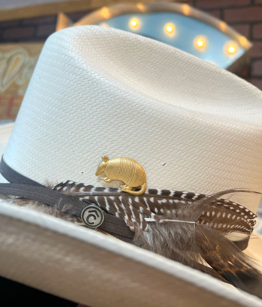 Brass Patina Armadillo Hat Pin Hat Bar