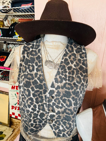 Western Animal Print Denim Vest
