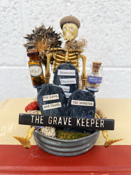 Grave Keeper Mason Jar Lid Skeleton Halloween Decor
