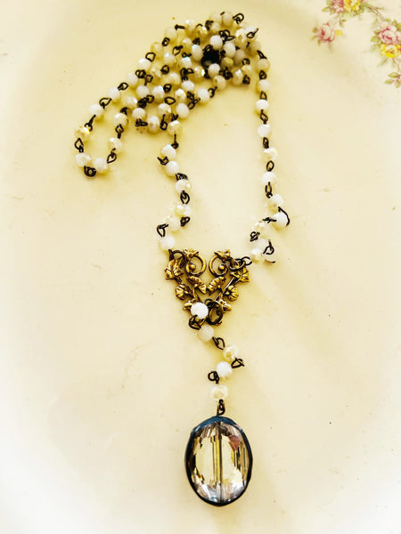 soldered crystal rosary style necklace 