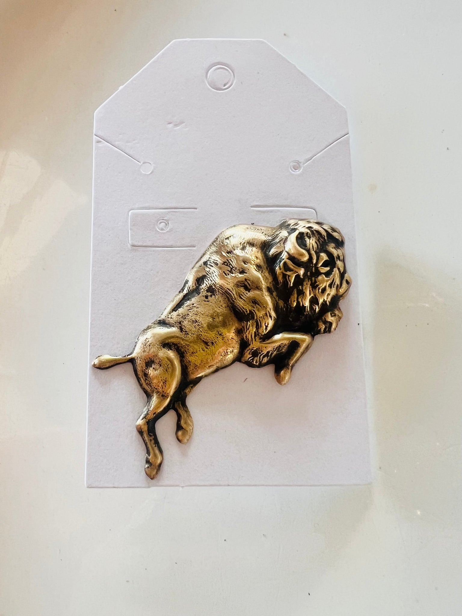 Brass Patina Buffalo Hat Pin