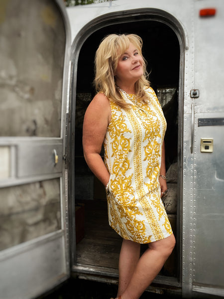 Baroque Print Shift Dress